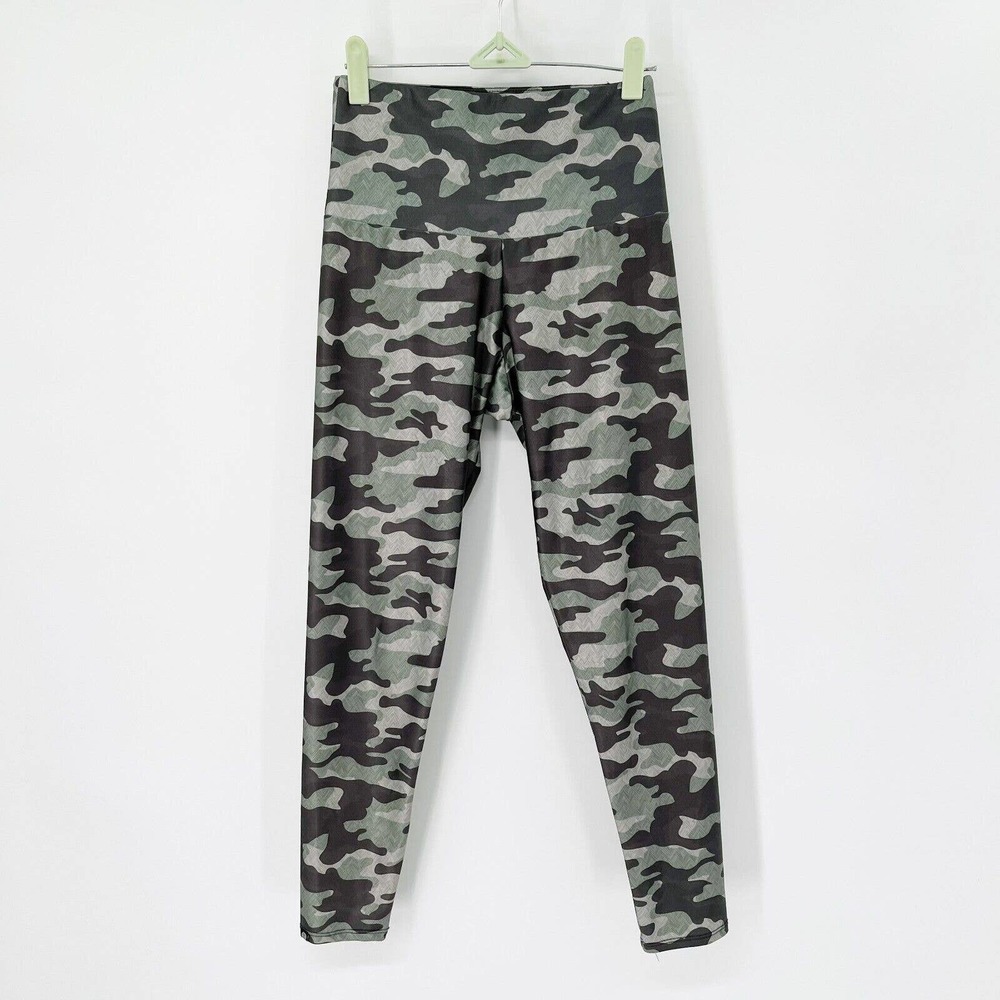 Onzie Flow Camo Yoga Gym Leggings Sz S/M Green High Waisted Stretch Lightweight